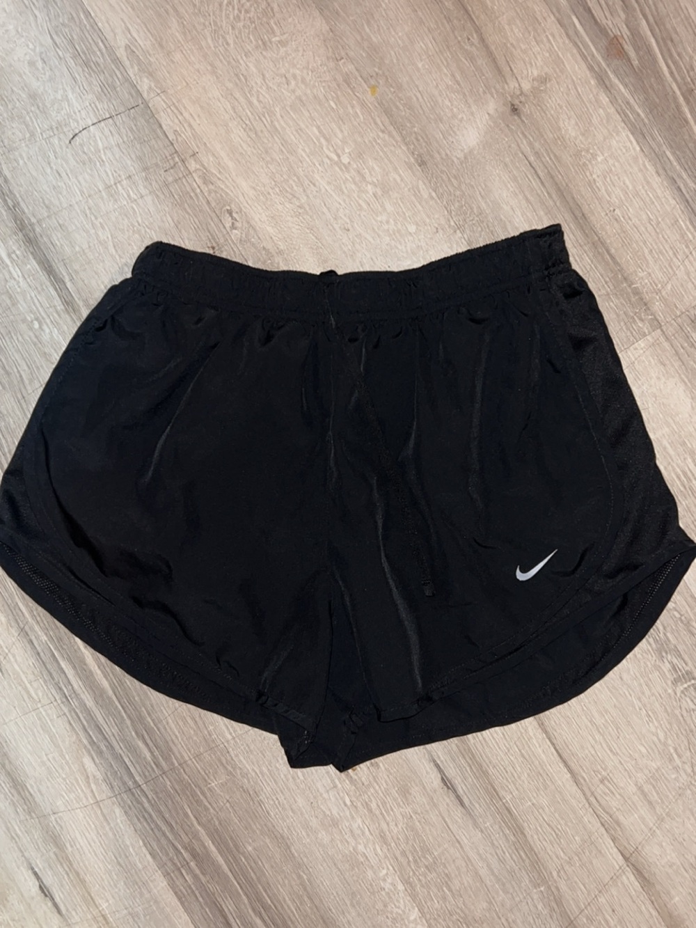 Nike Women’s Black Athletic Shorts with White Swoosh